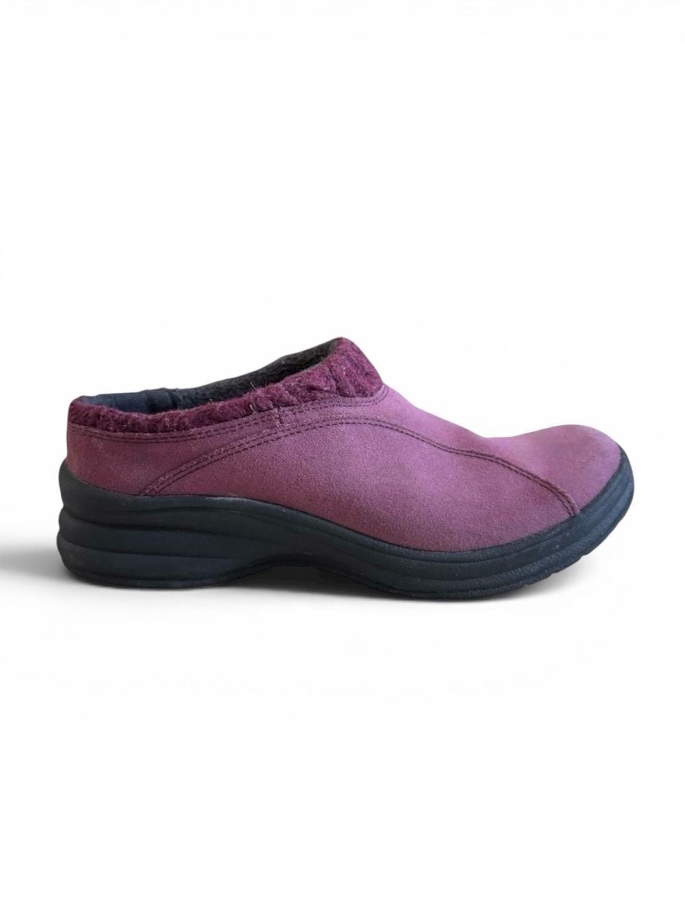 LL Bean Suede Mule Clogs Sherpa Lined Comfort Slip On Shoes Lounge Plum Gray 8